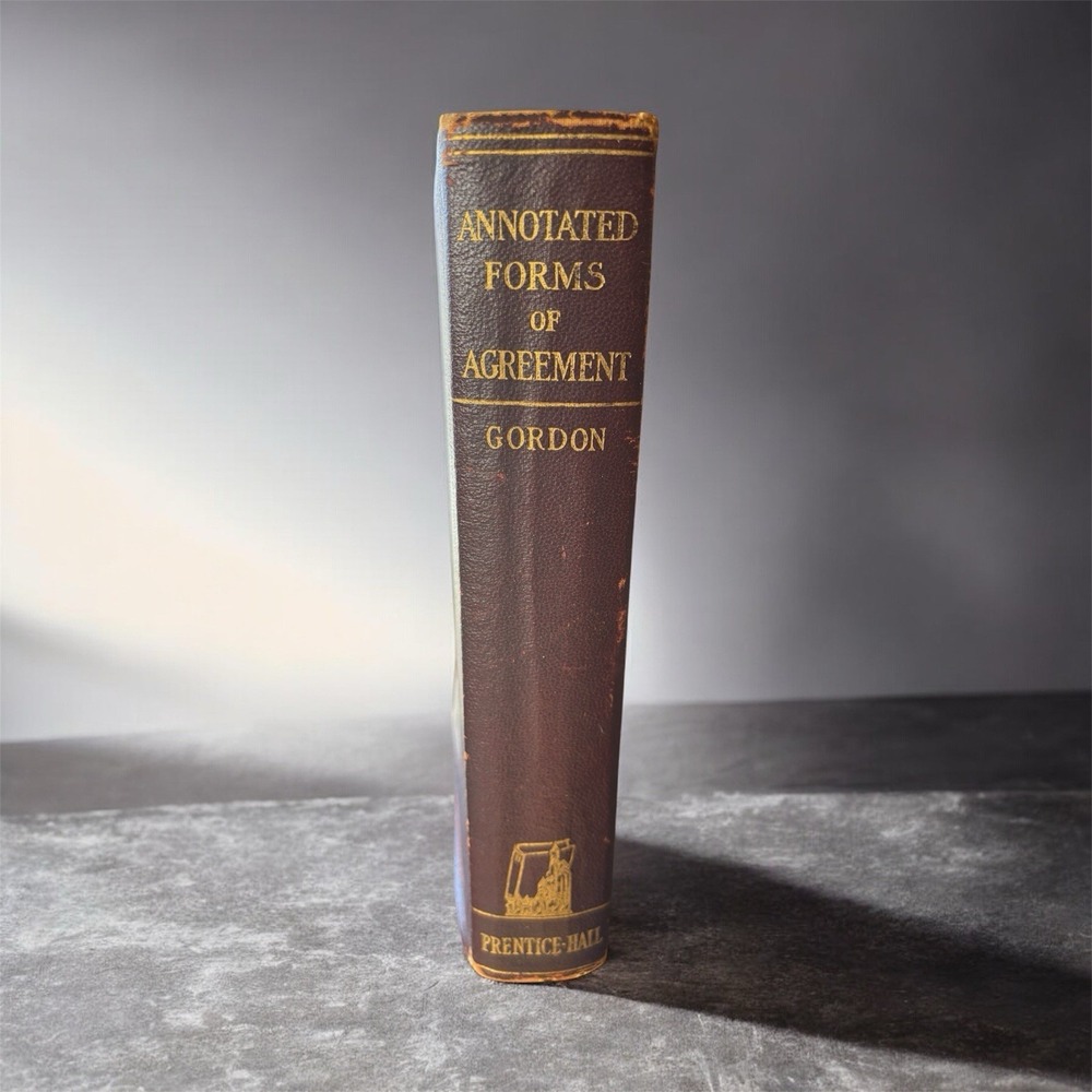 Vintage‎ 1923 leather bound law book Annotated Forms of Agreement Prentice-Hall